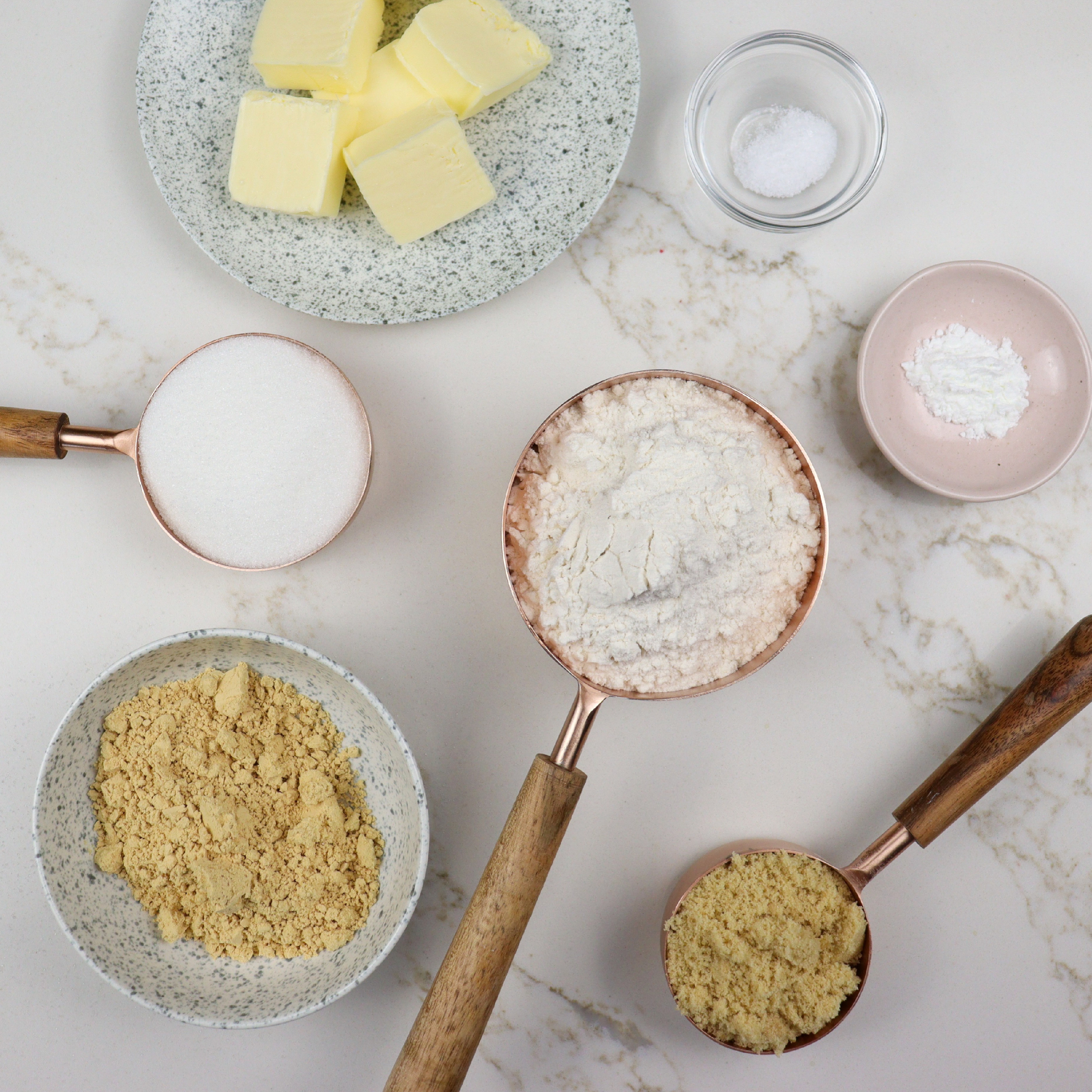 Ingredients for peanut butter crumb topping