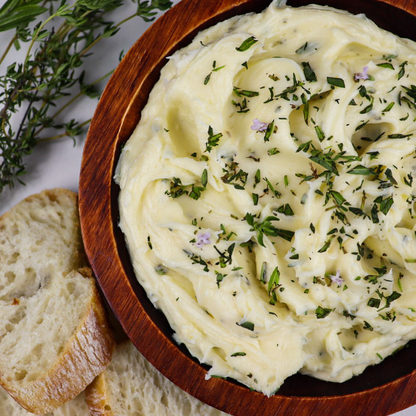 Whipped brie with herbs and honeycomb
