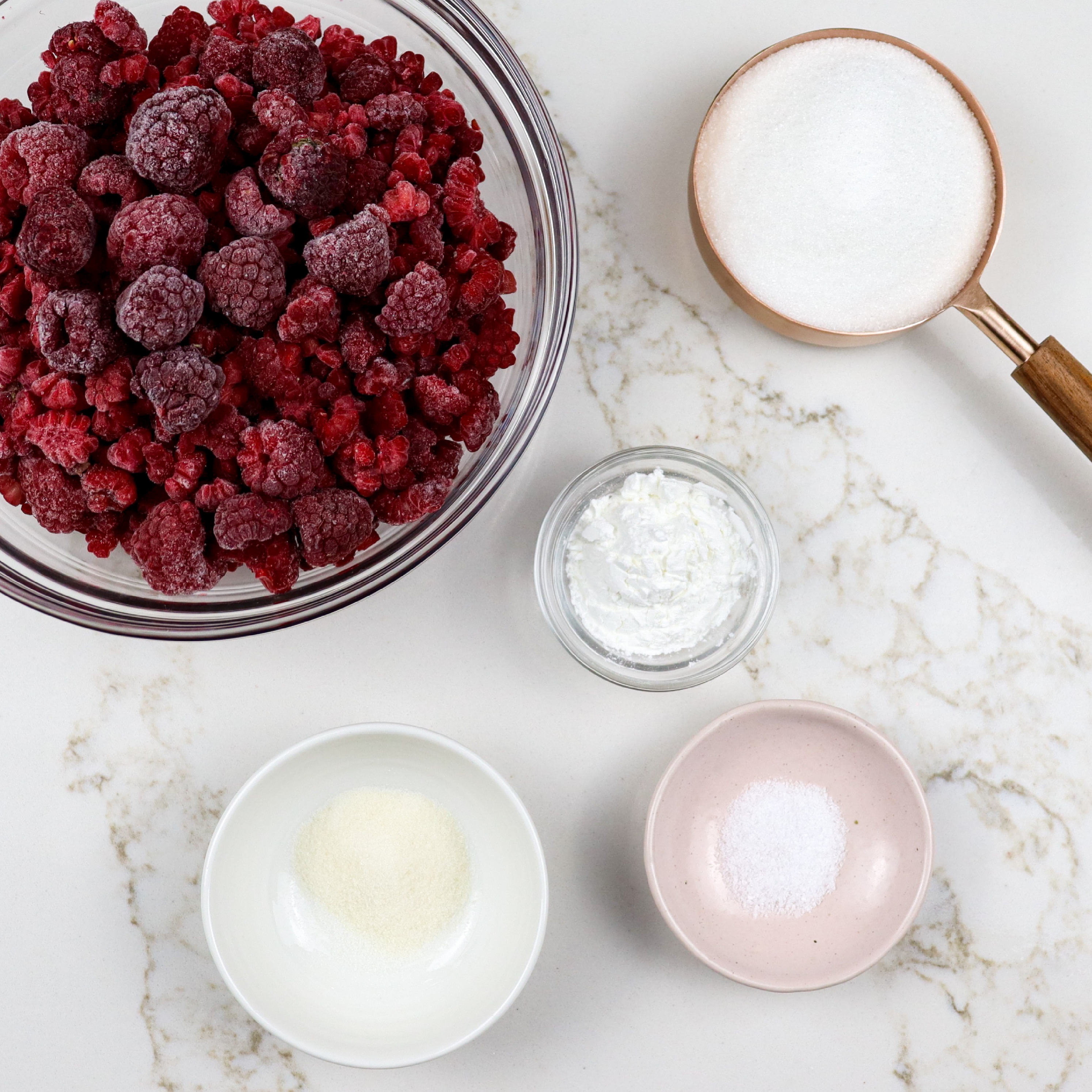 Ingredients for raspberry jelly filling