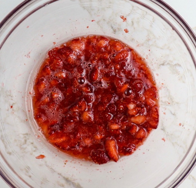 Mashed strawberries and sugar