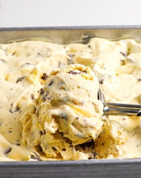 Scoop of homemade ice cream made from Nanaimo Bars