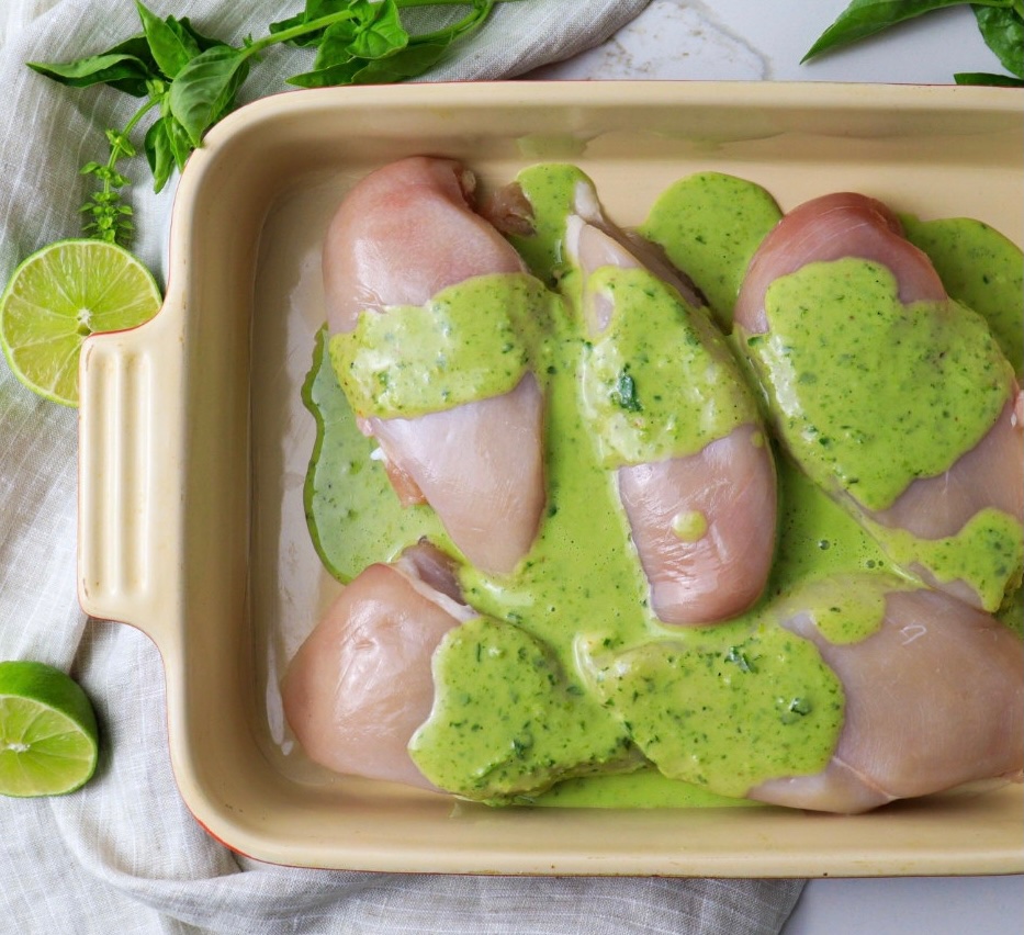 Chicken with basil lime chicken marinade