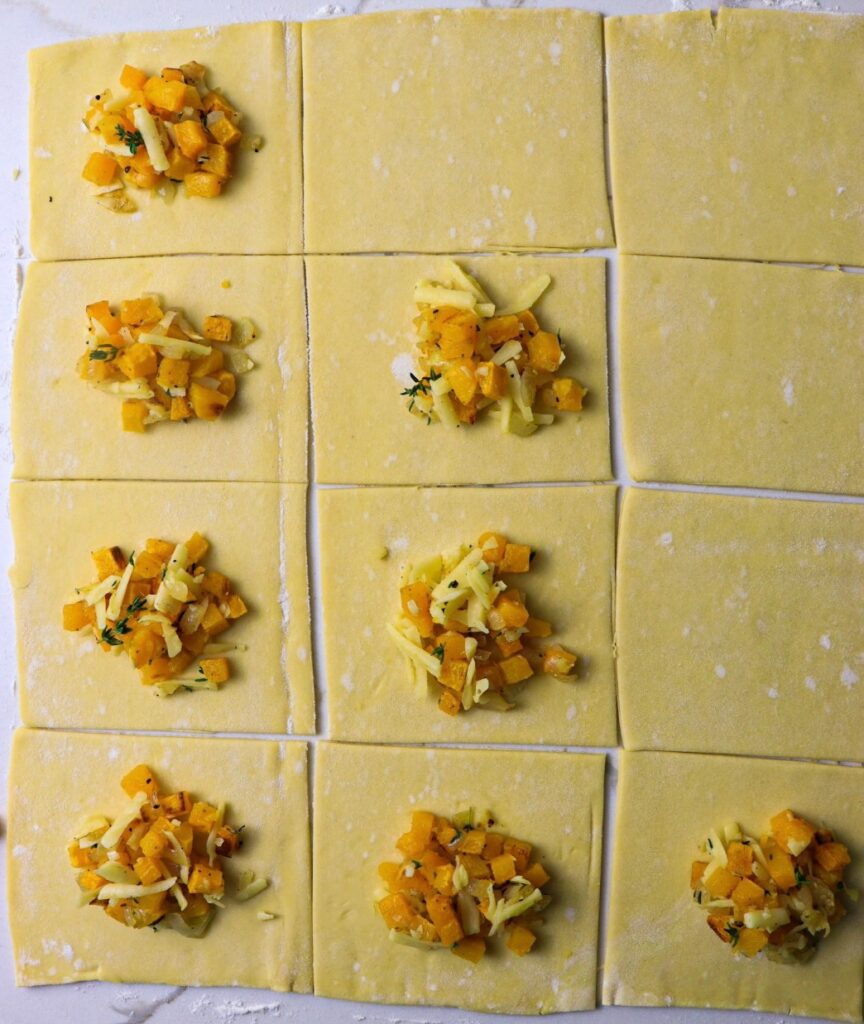Puff pastry with butternut squash filling