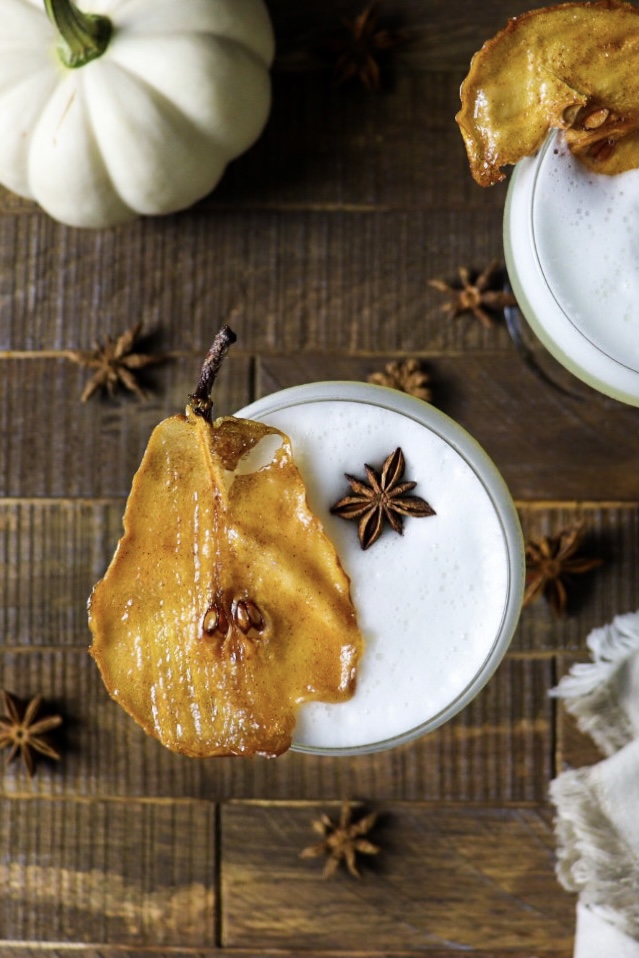 Two spiced pear cocktails