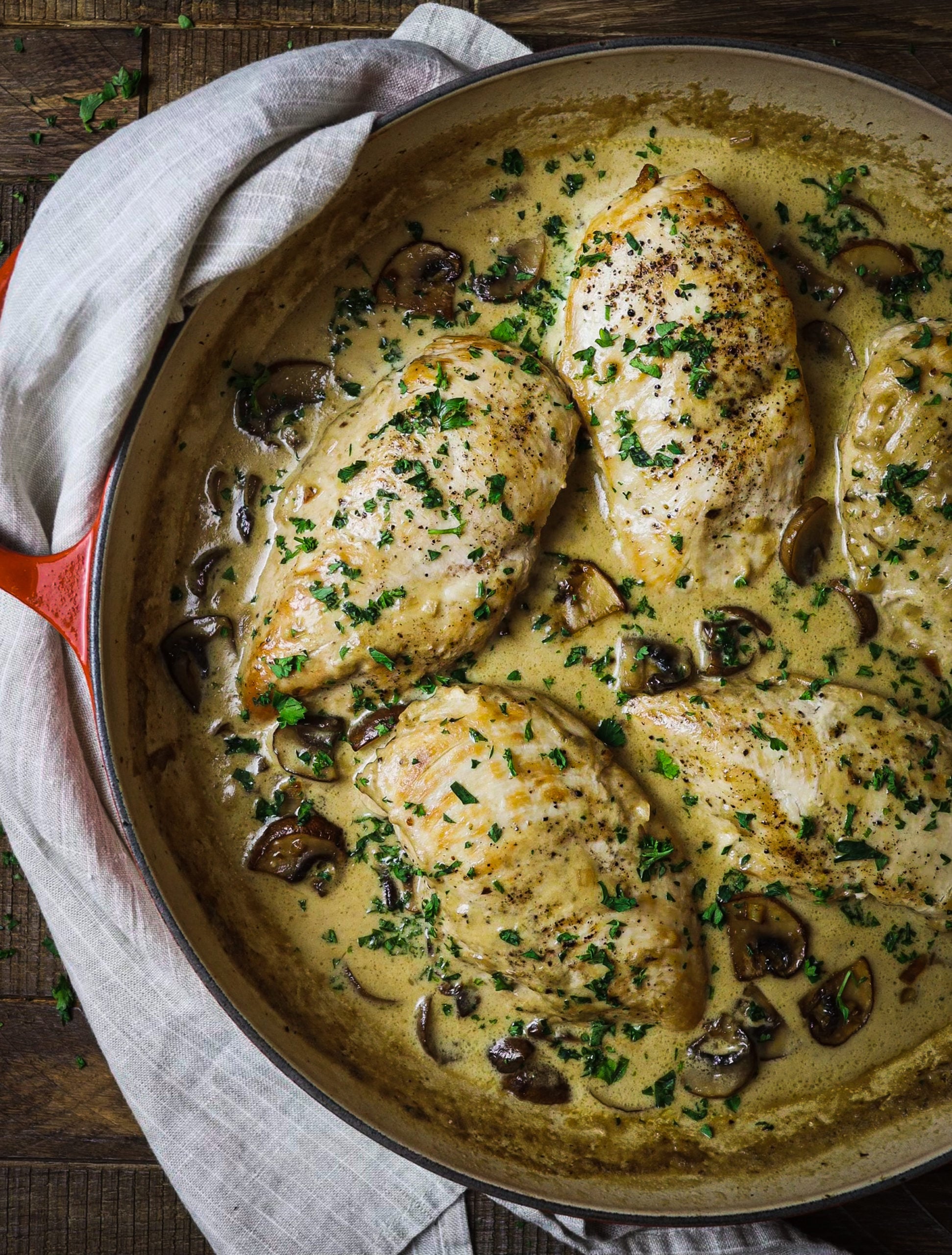 Chicken with Whiskey Mushroom Cream Sauce