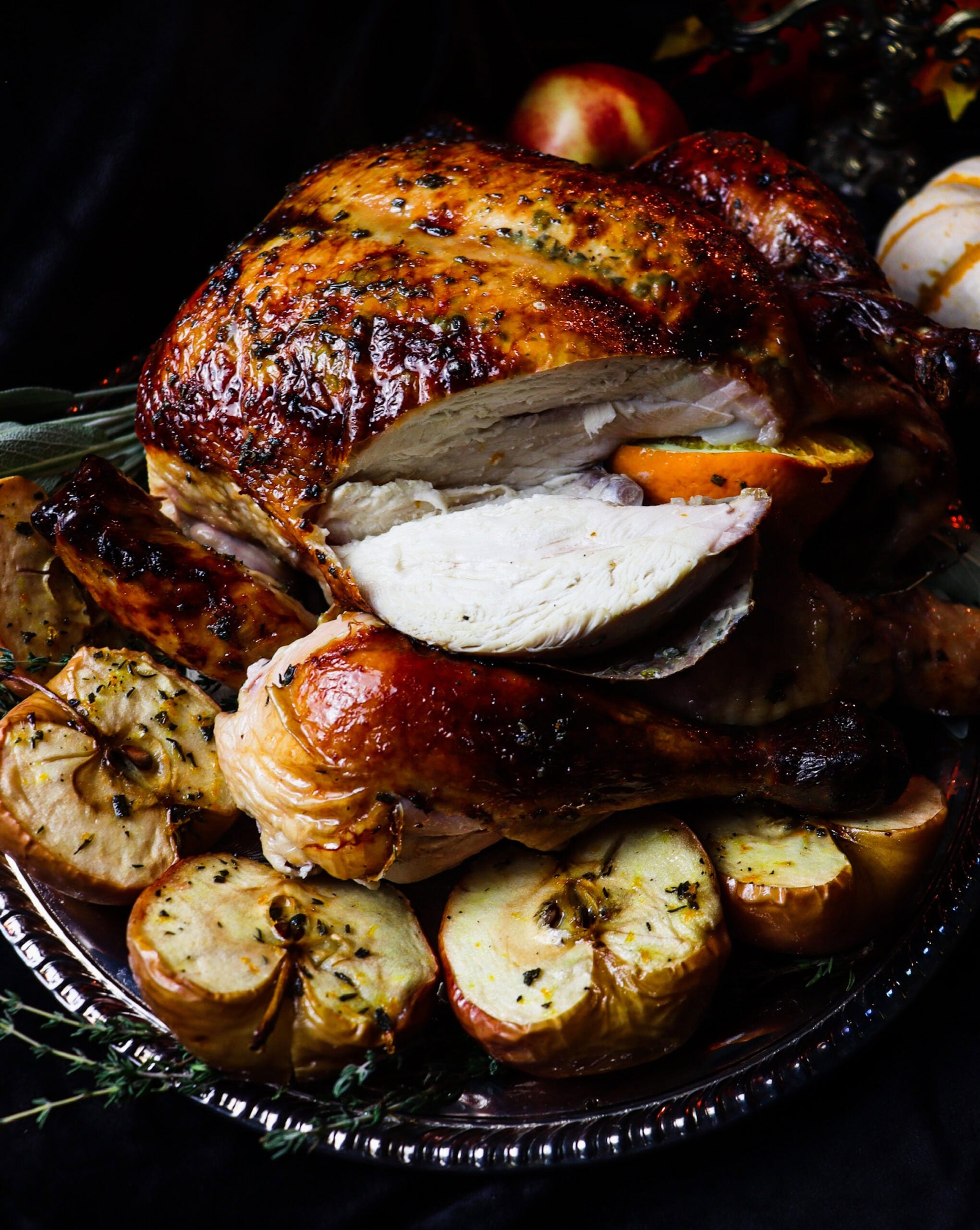 apple cider brined chicken with cider and maple glaze