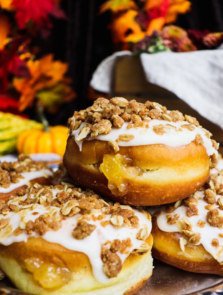 peach crisp filled doughnuts