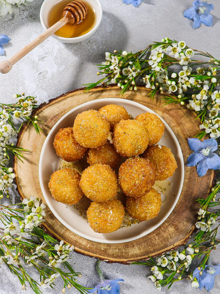 fried goat cheese with honey