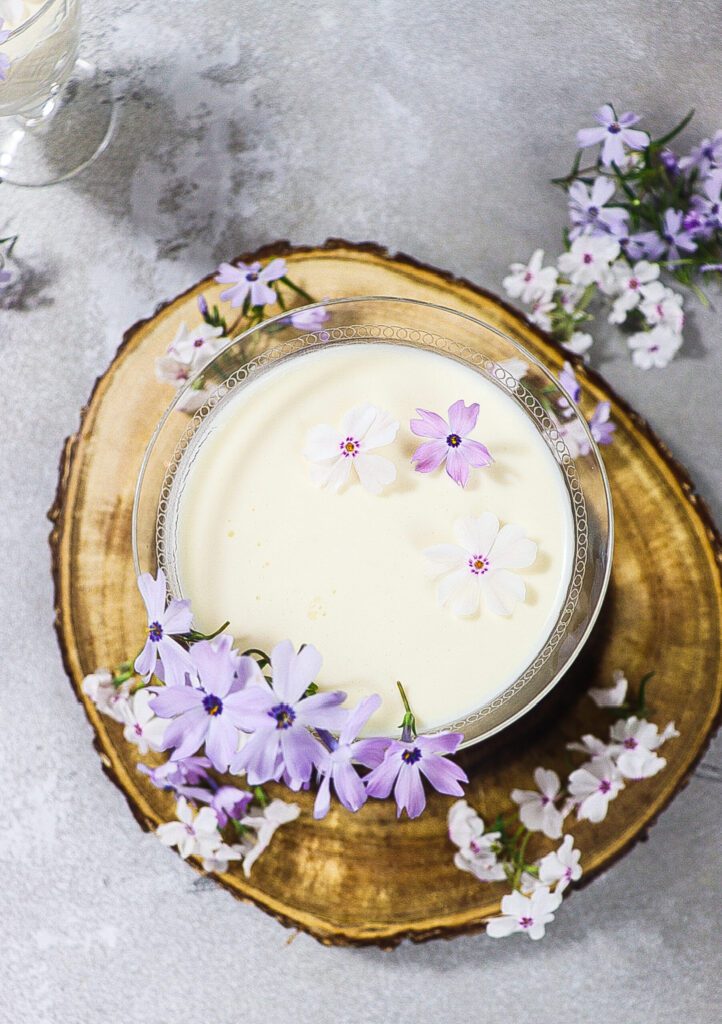 floral honey posset, may day menu