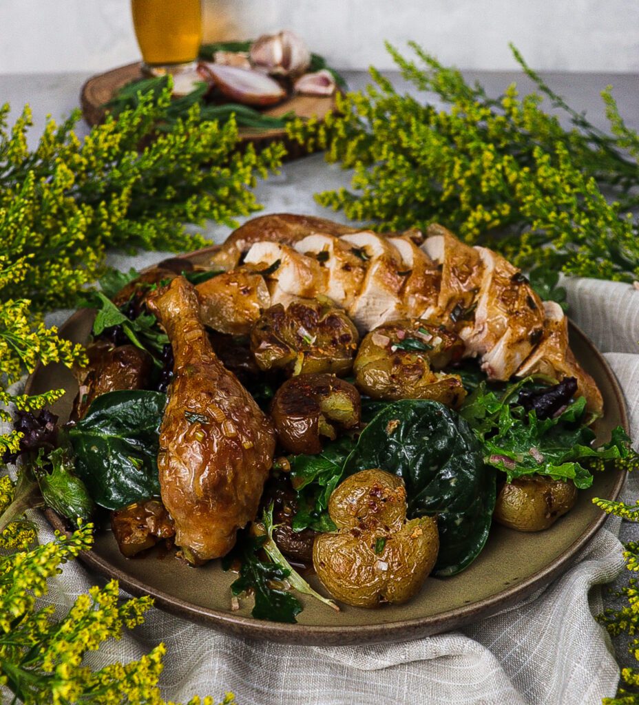 chicken with smashed potato, smashed potato salad recipe