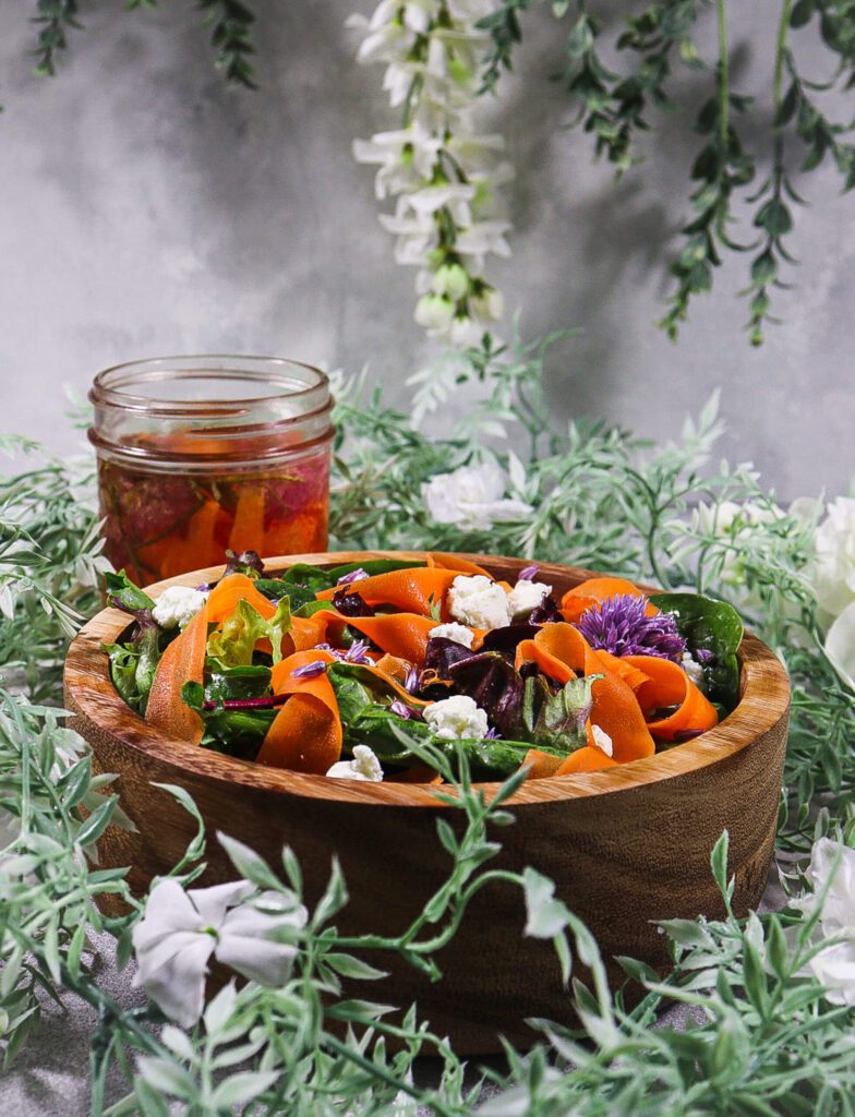 chive blossom salad elven food recipes pickled carrot ribbons