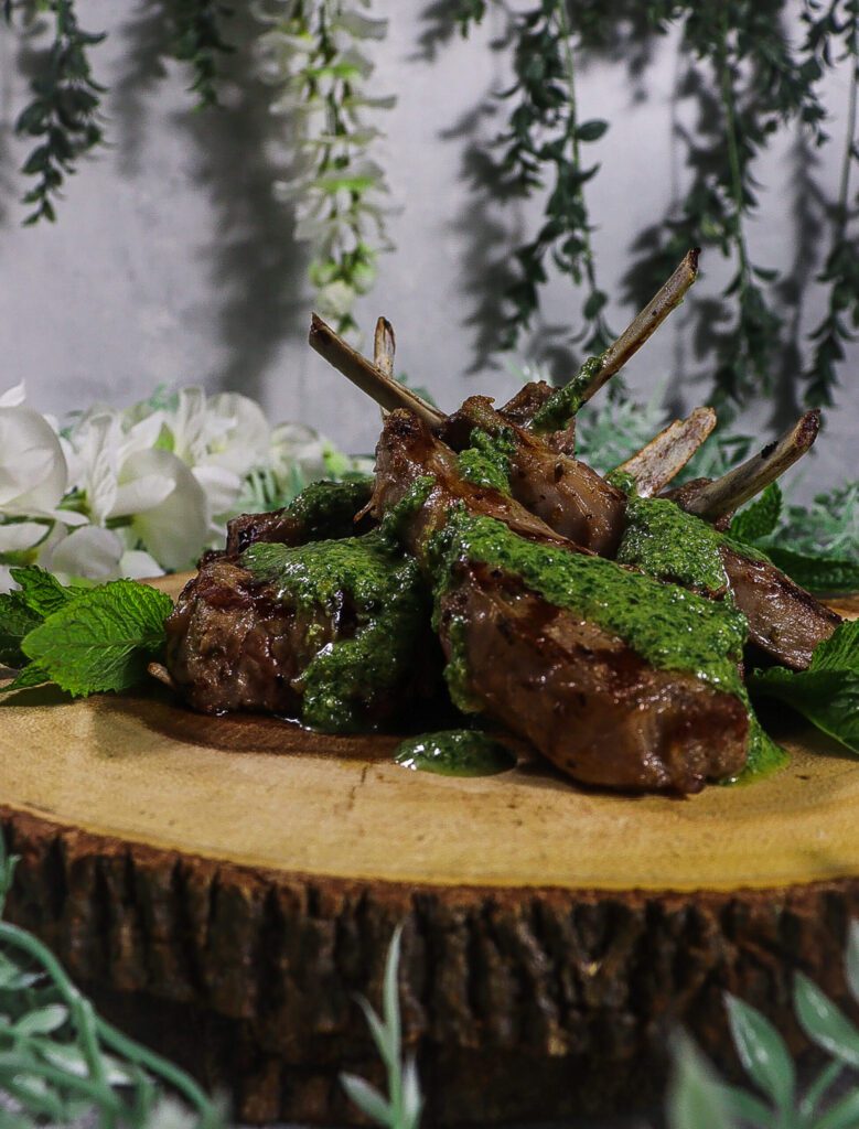 grilled lamb chop recipe, juniper grilled lamb, elven food recipe