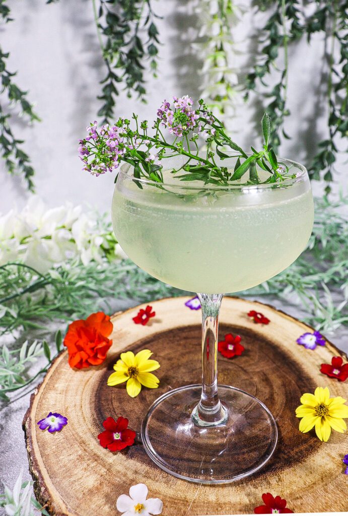 woodland realm cocktail, lord of the rings cocktail, gin and chartreuse