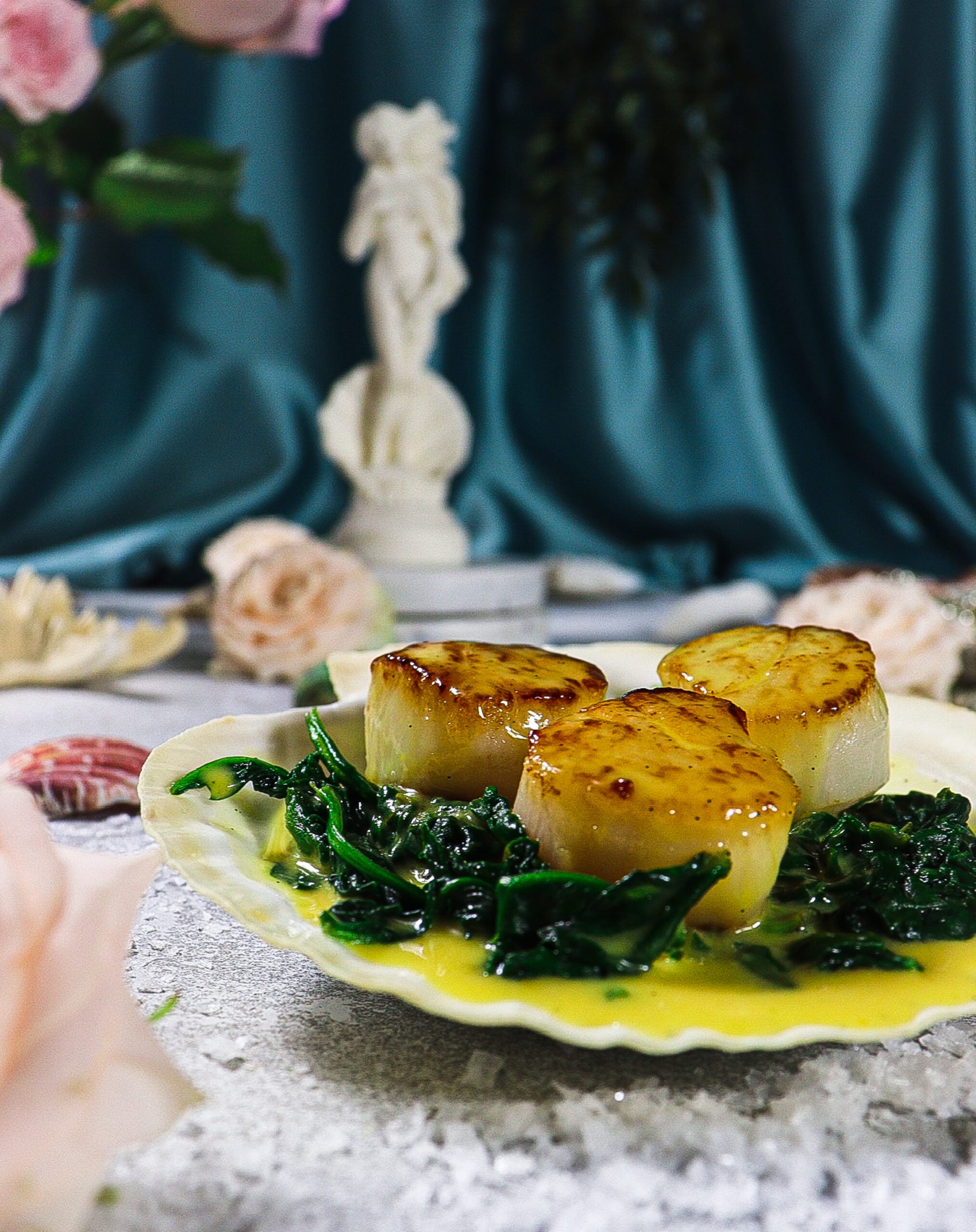 Aphrodite: Scallops with Saffron Vanilla Beurre Blanc