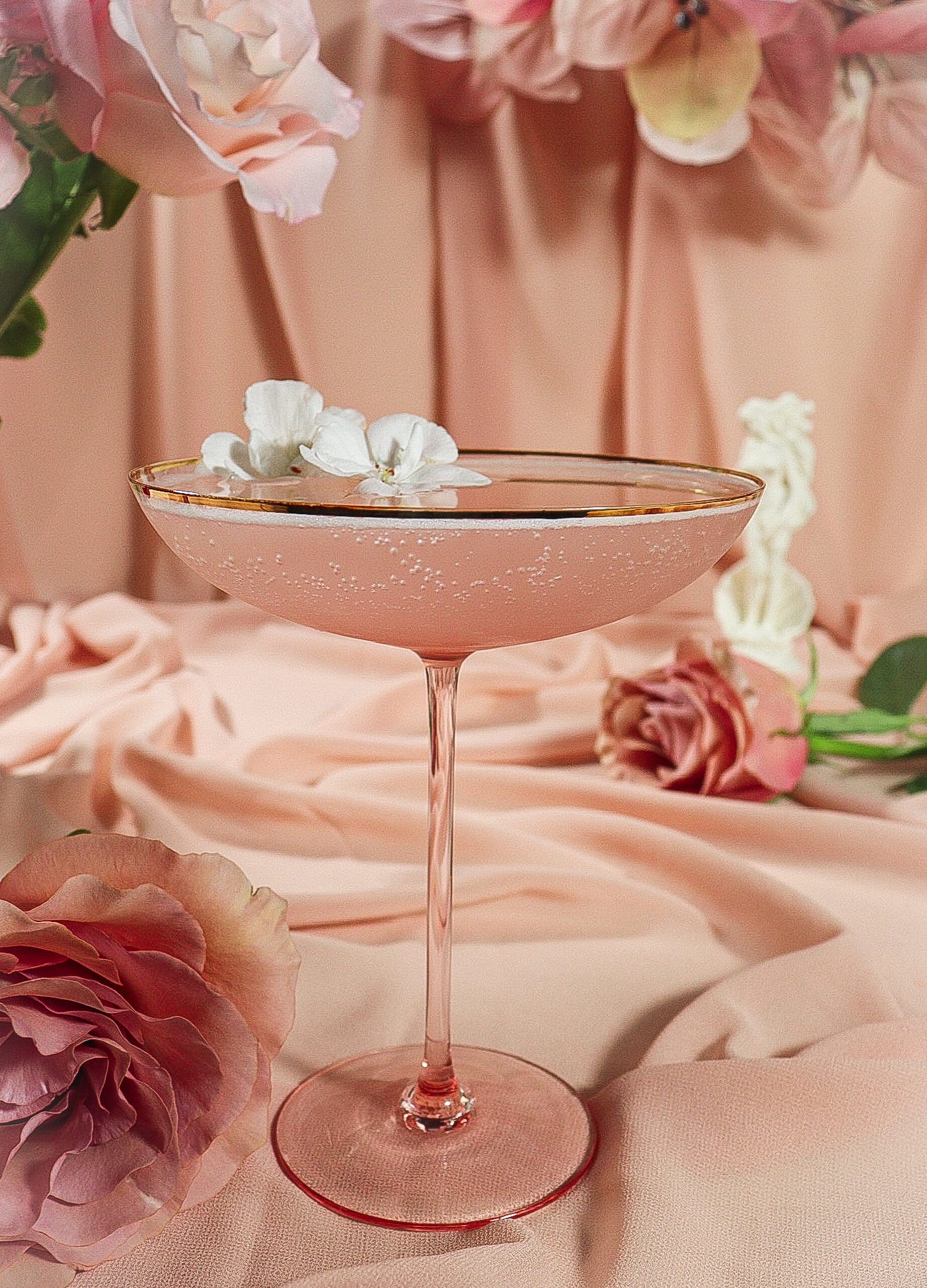 Aphrodite: Sparkling Rhubarb Rose Cocktail