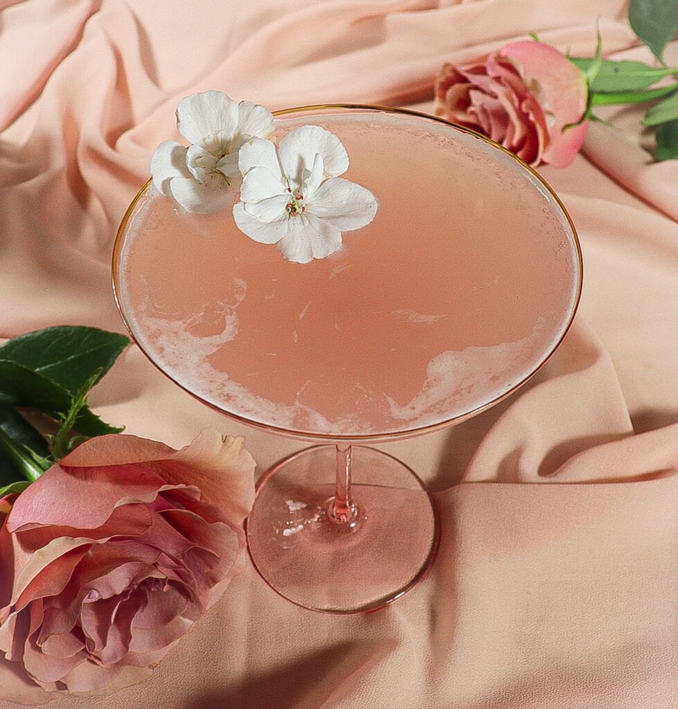 rhubarb rose cocktail, aphrodite cocktail, rhubarb cocktail gin
