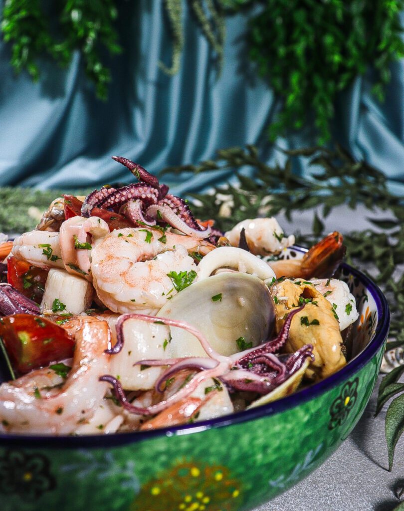 ouzo seafood salad recipe, greek mythology recipes, ancient greek food