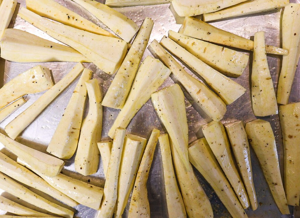 cider roasted parsnips, root vegetable side dish, roast dinner side dish