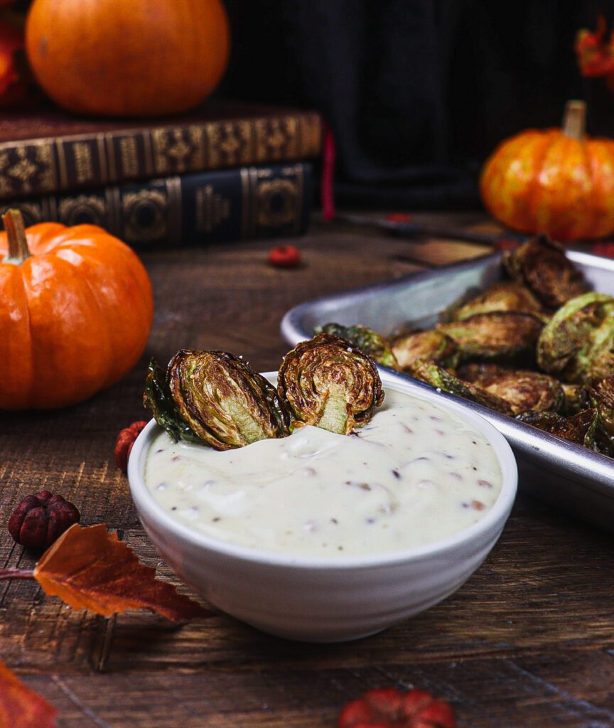 mustard aioli recipe, crispy brussels sprouts with aioli, harry potter feast, hogwarts food recipes