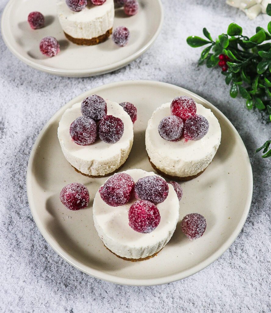 mini eggnog cheesecake with gingersnap crust, no bake eggnog cheesecake