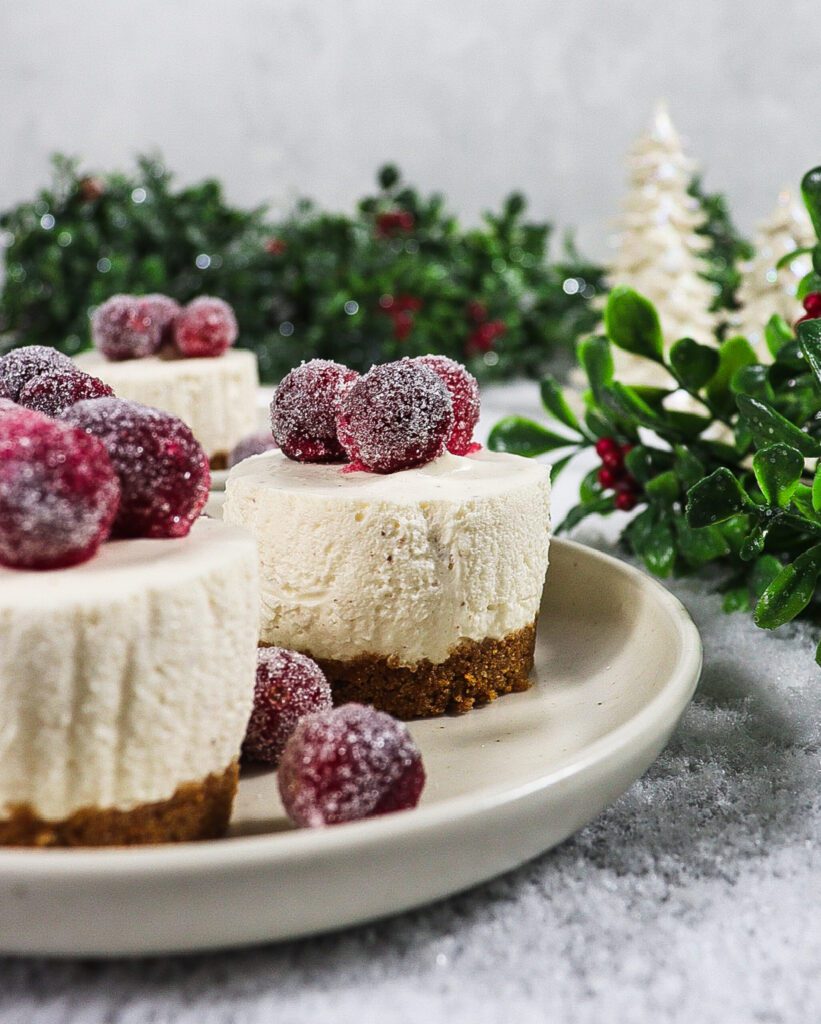 mini eggnog cheesecake, no bake eggnog cheesecake
