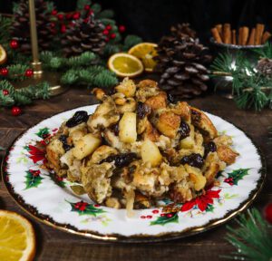 cherry and apple stuffing, stuffing with apples, victorian christmas dinner recipes