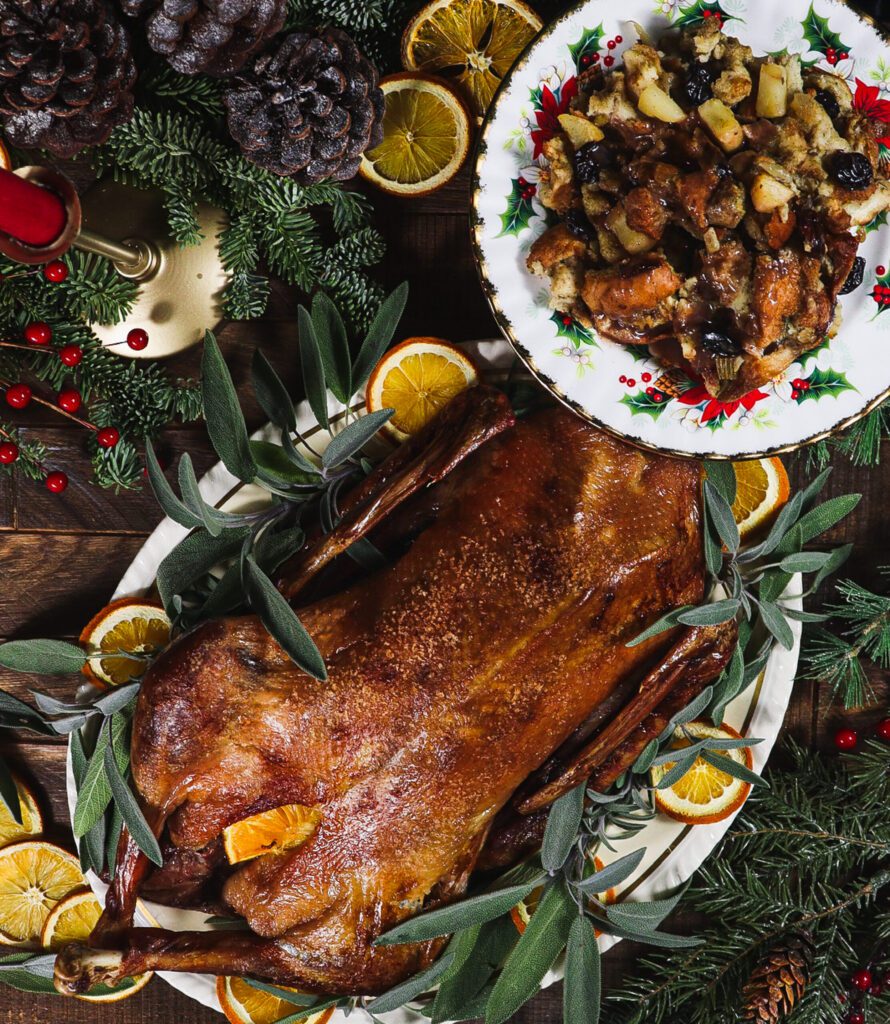 victorian christmas food, christmas roast goose,