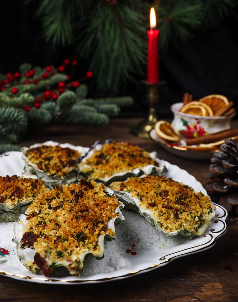 dickens christmas dinner recipes, baked oysters
