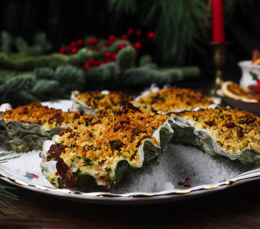 dickens christmas dinner recipes, baked oysters