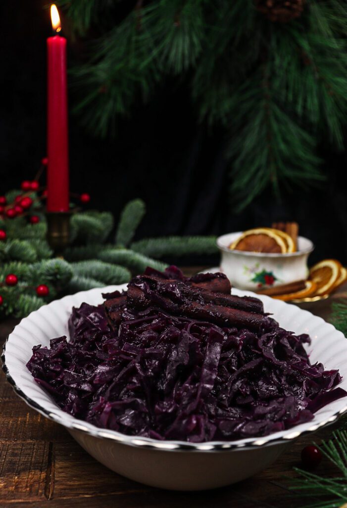 red cabbage braised in red wine, victorian christmas menu