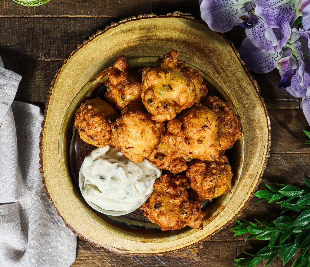 salt cod fritters, remoulade recipe, peter pan themed food