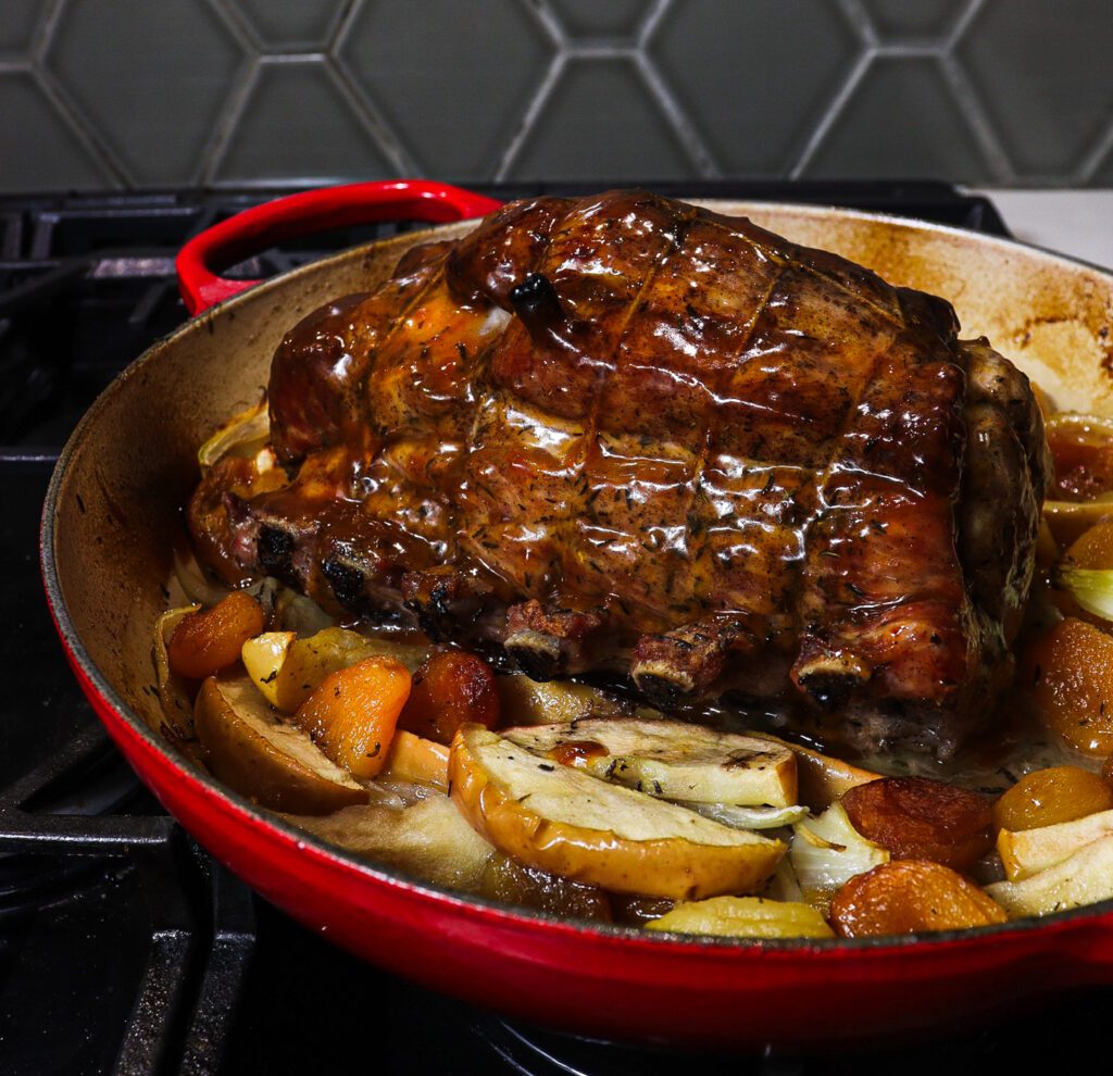 roast pork with mammee apples, roast pork with apricot glaze