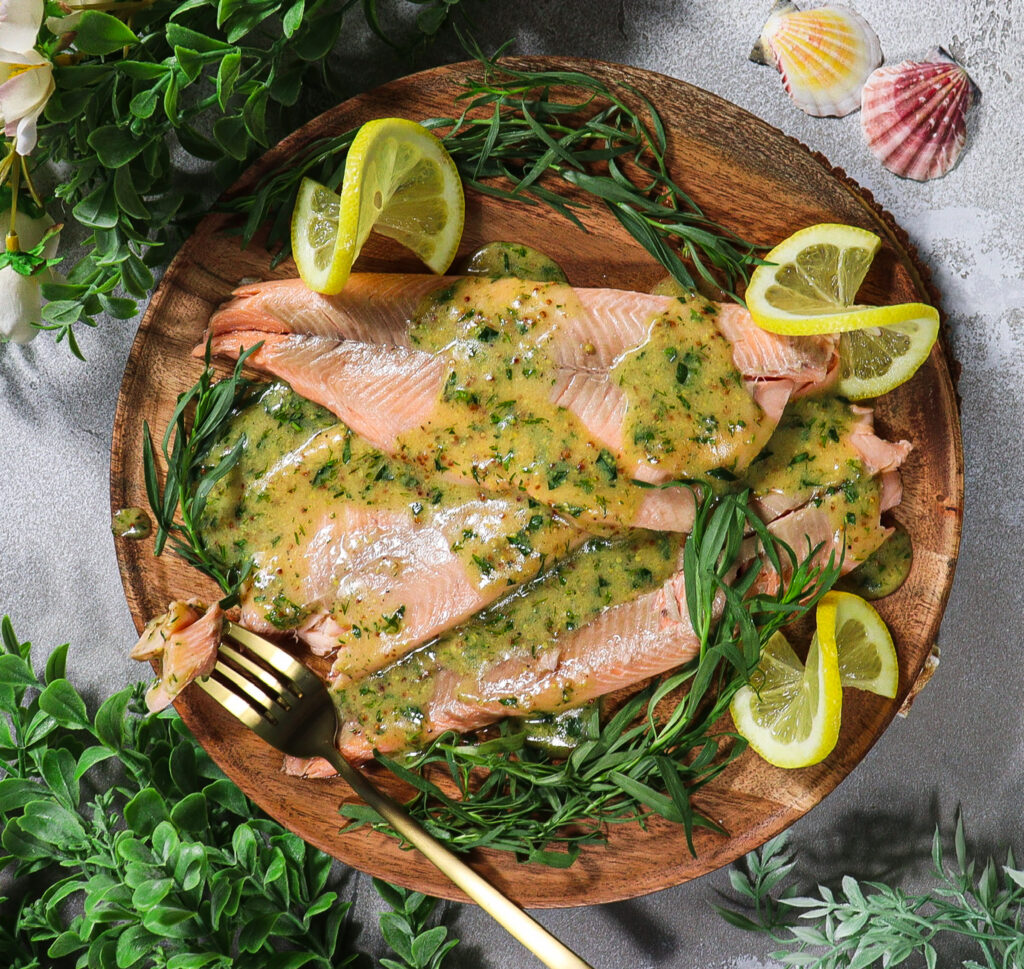 salt baked fish, tarragon mustard sauce, norse mythology feast