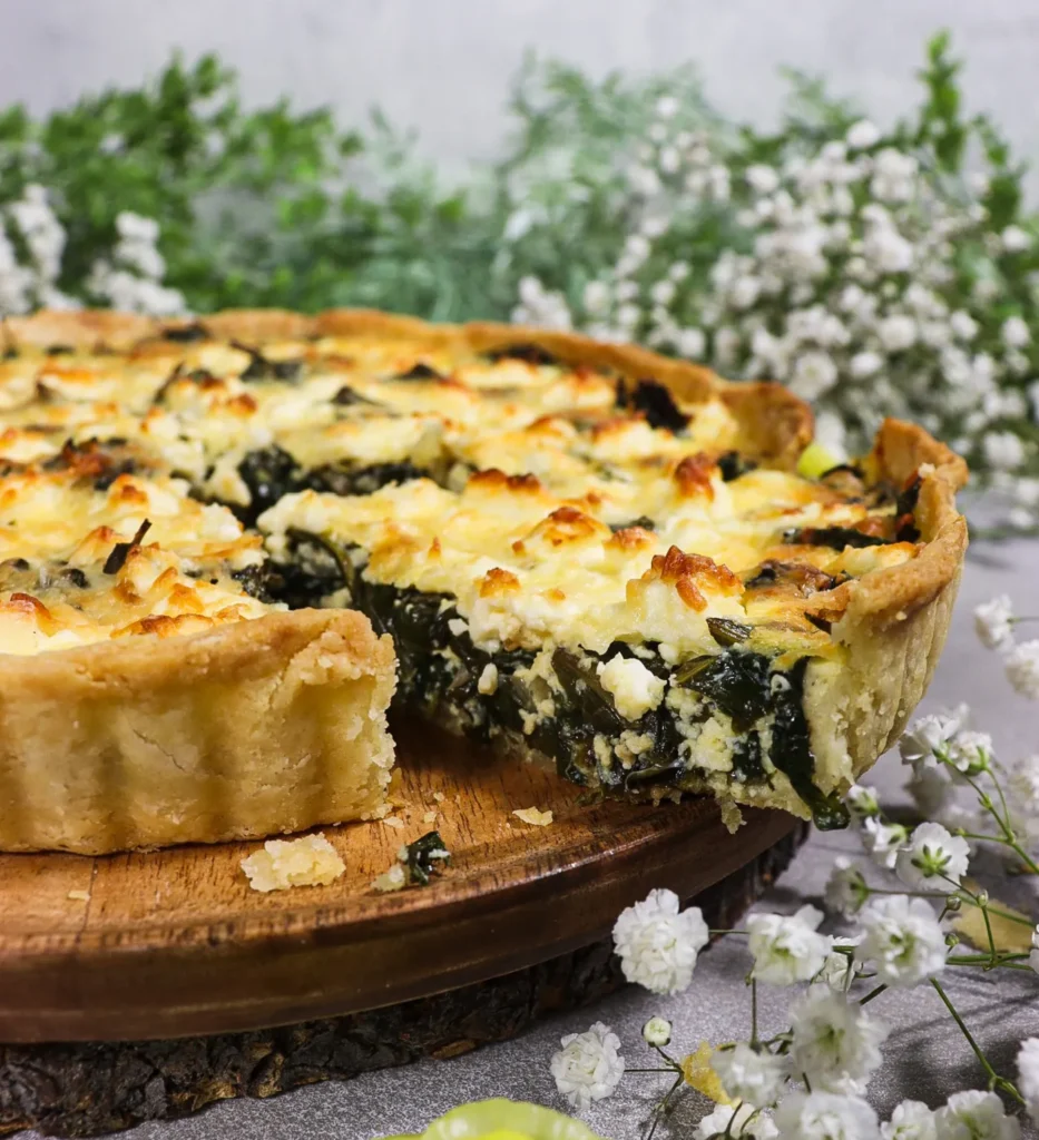 best dandelion greens recipe, savoury tart, spinach and feta tart, cooking with dandelion greens