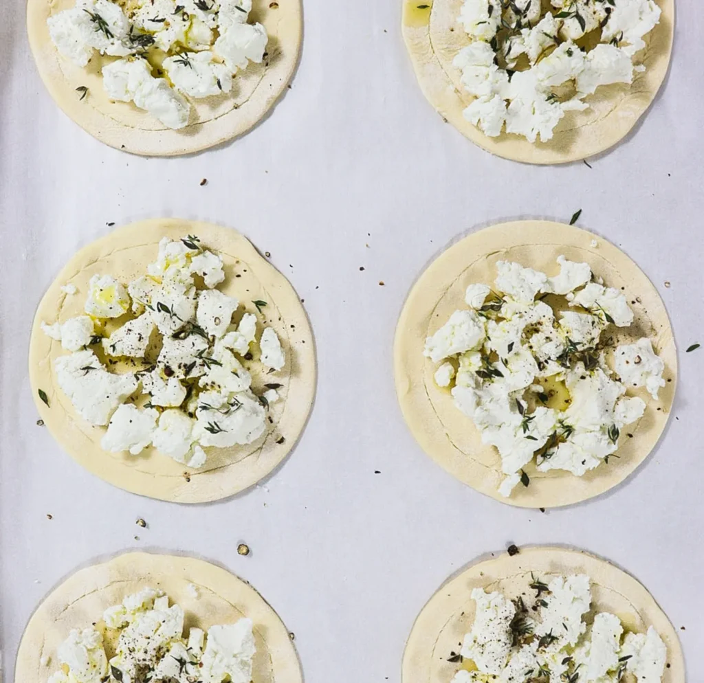 goat cheese tarts recipe, roasted grapes with cheese