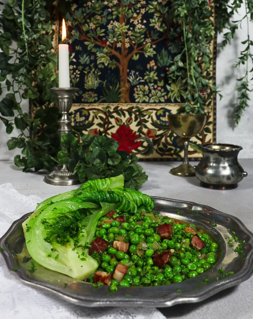 braised peas and lettuce, peas and bacon, recipes of middle earth, Gondor food
