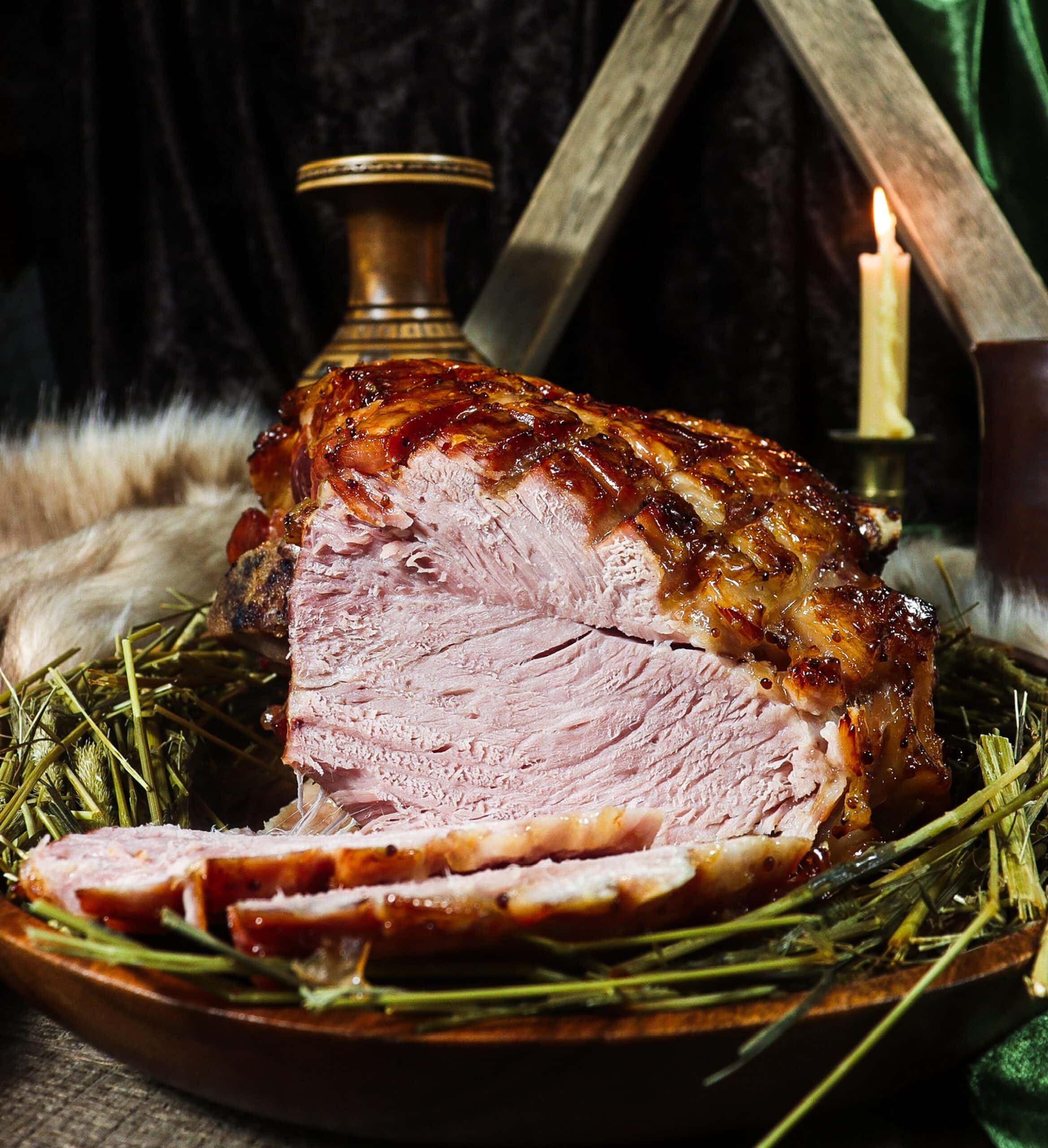 ham baked in hay