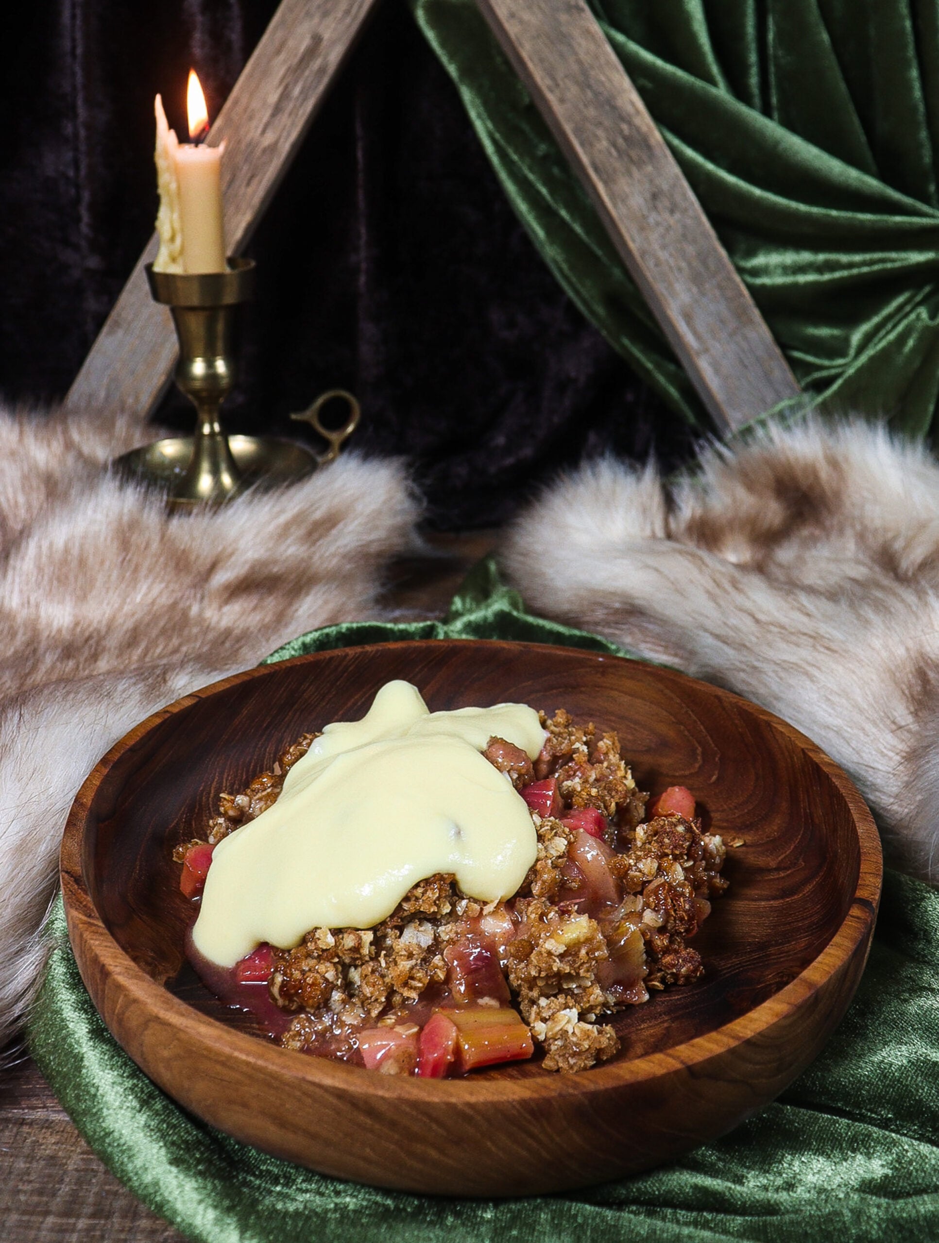 Rhubarb Apple Crisp with Hay Custard