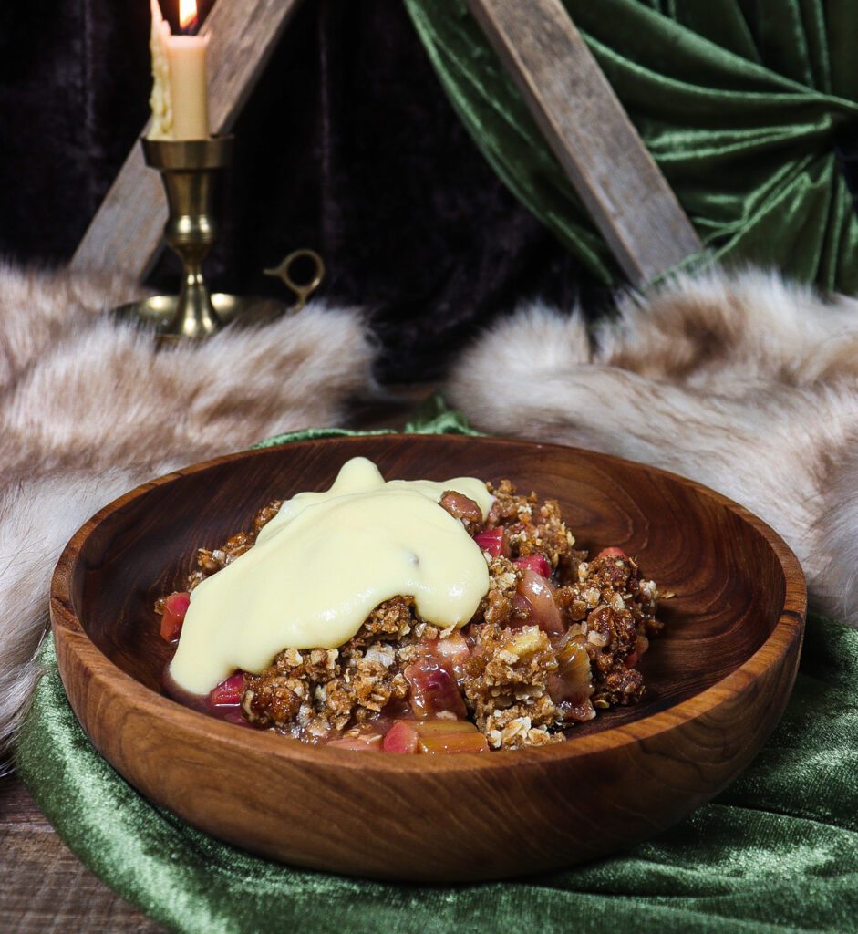 rhubarb apple crisp, hay custard, lord of the rings food recipes