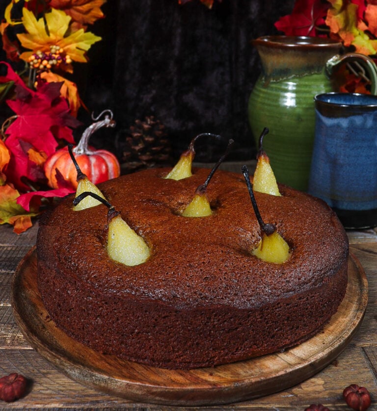 Ginger Beer Poached Pear Cake