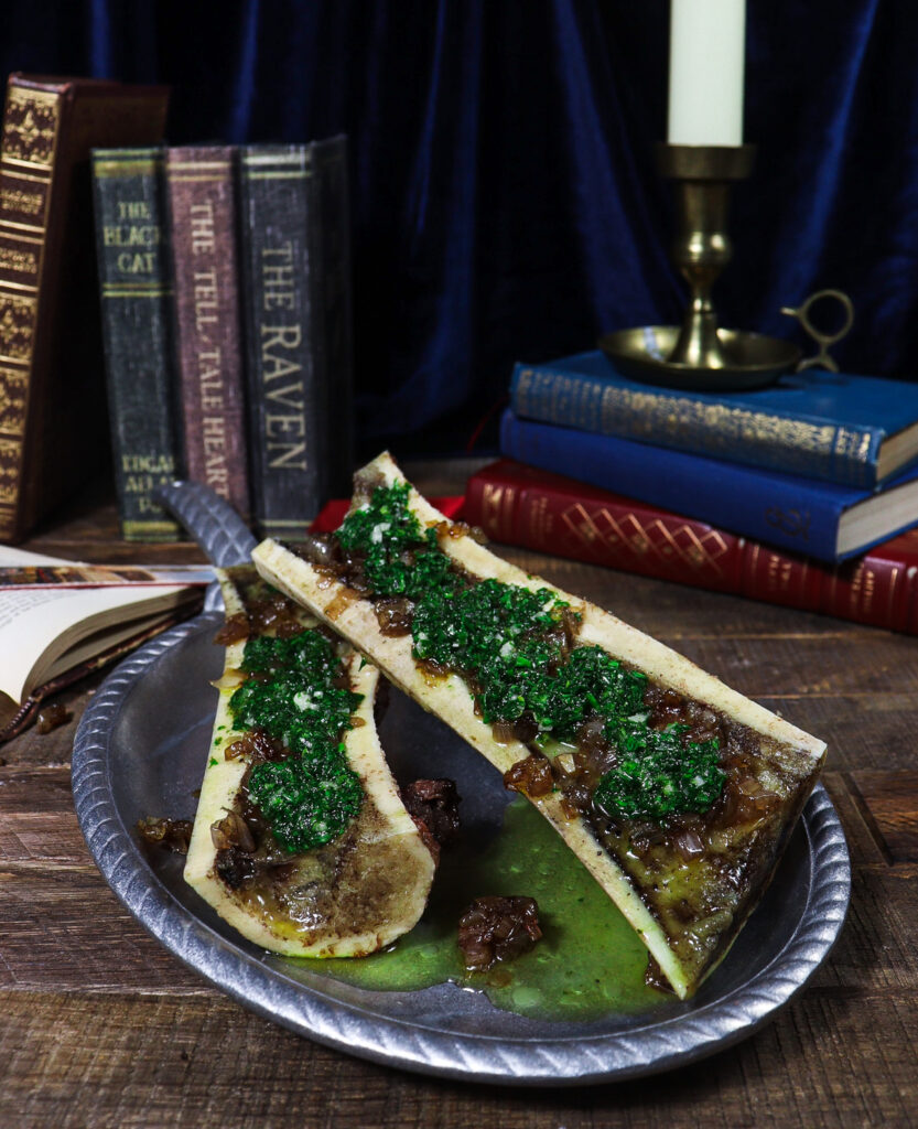 clue themed party, roasted bone marrow, murder mystery themed dinner
