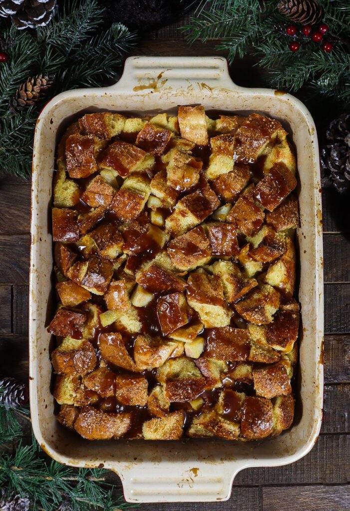 cardamom bread pudding, bread pudding with caramel sauce