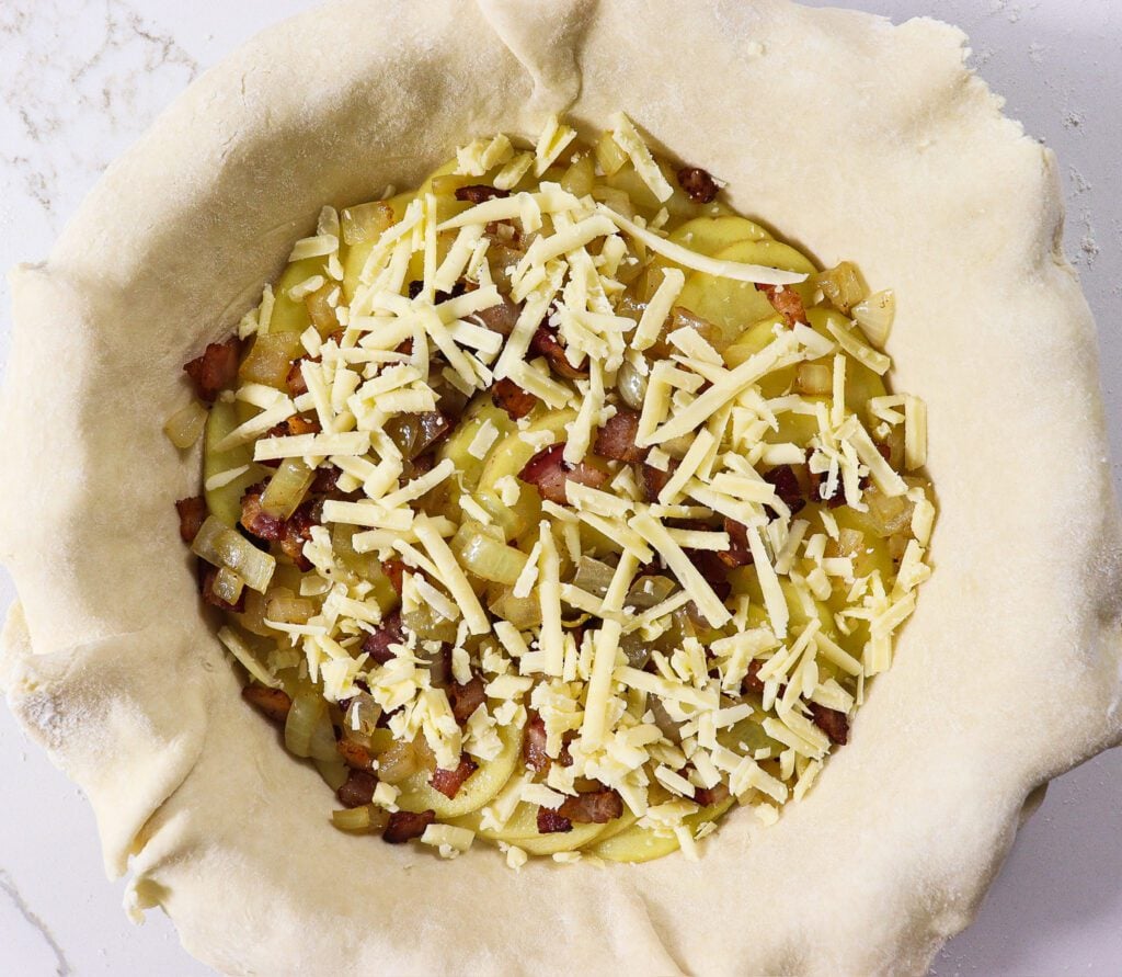 cheese and potato pie with bacon