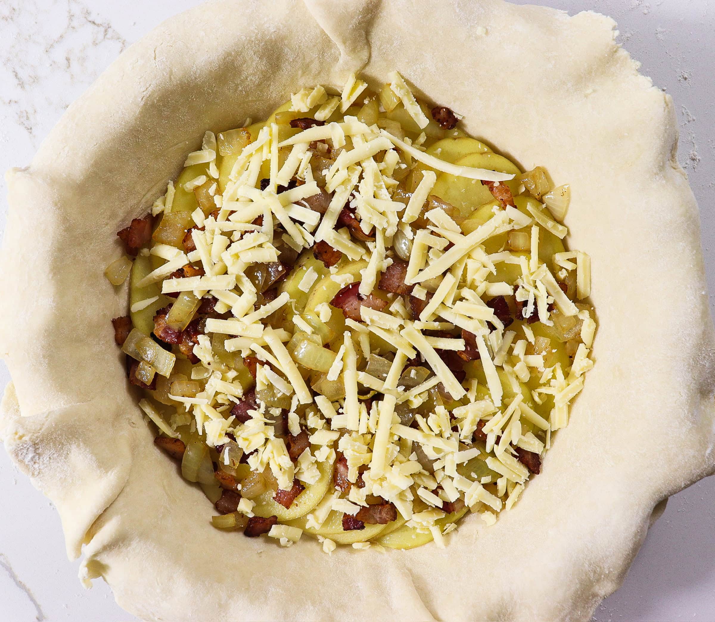 cheese and potato pie with bacon