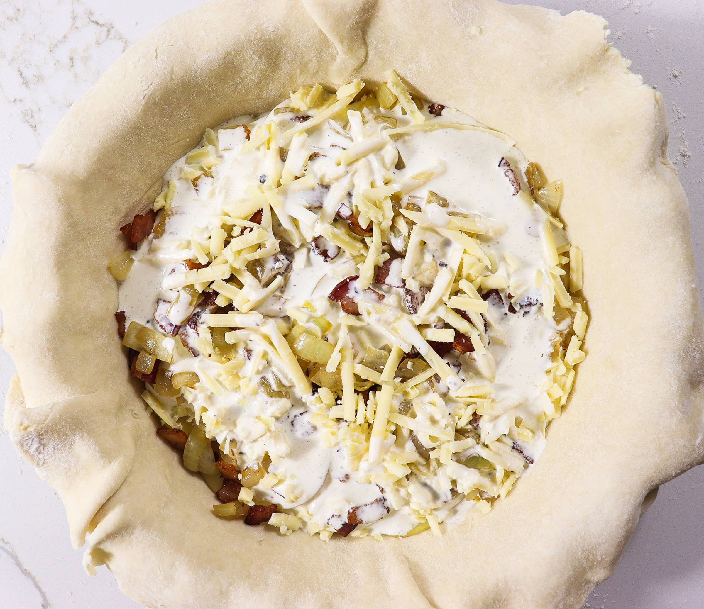 cheese and potato pie with bacon