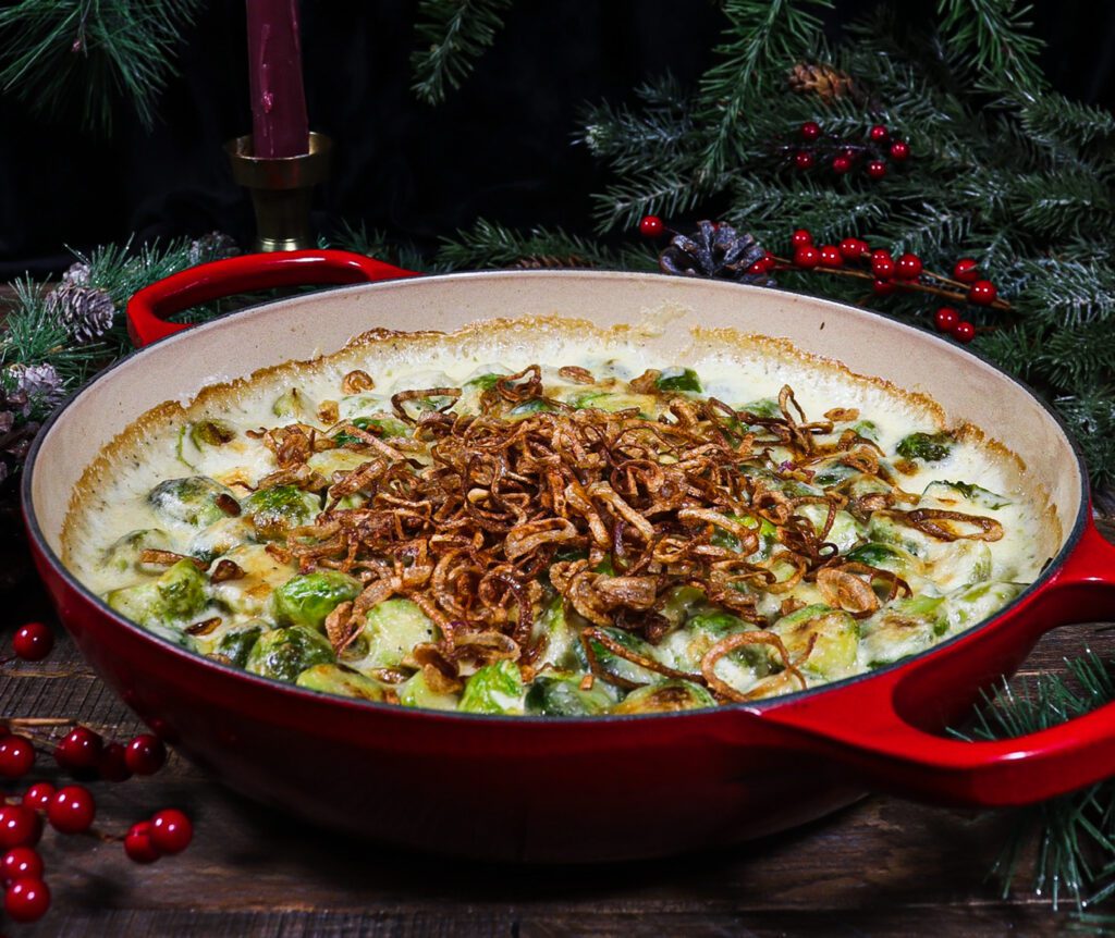 brussels sprout gratin, winter solstice recipe