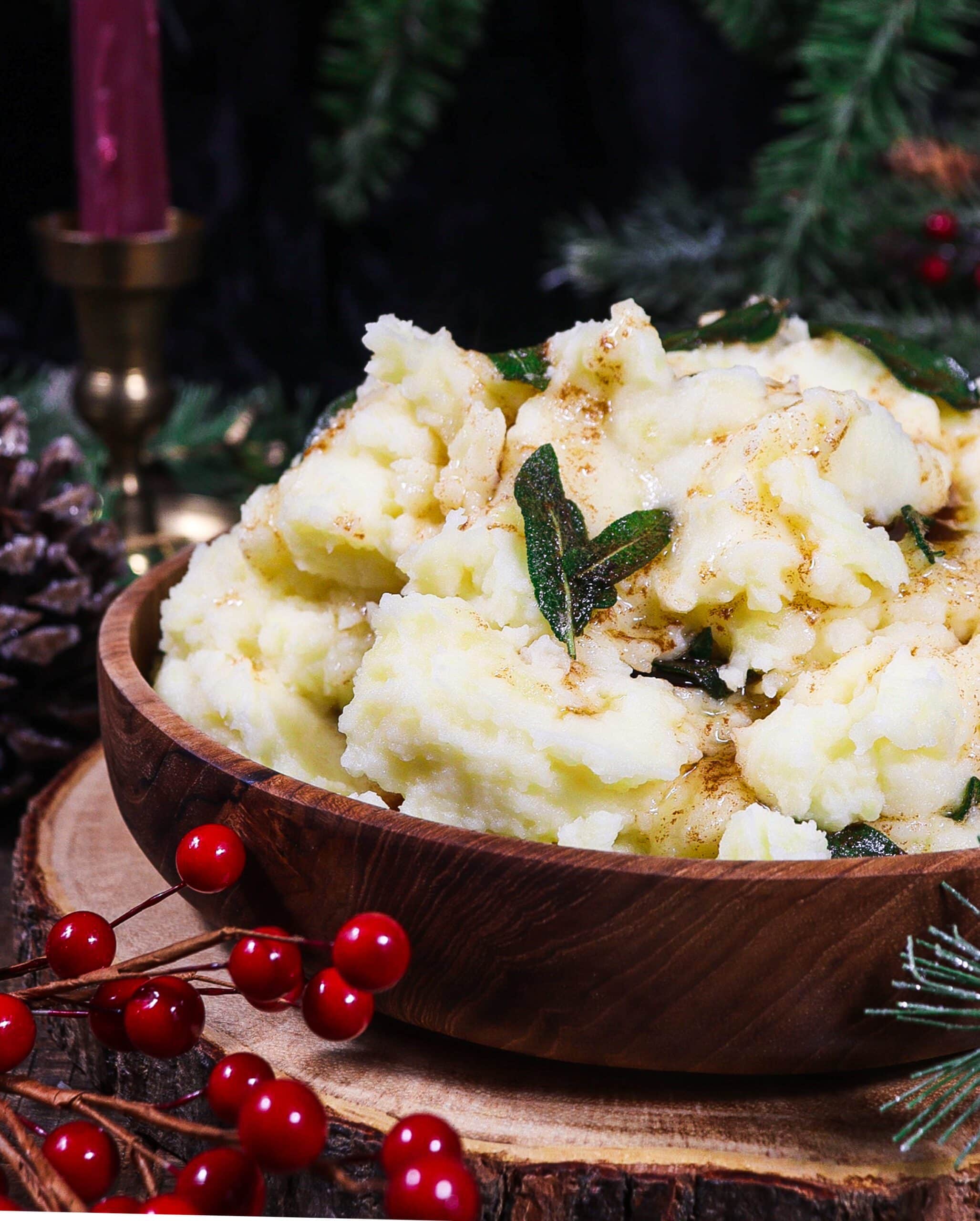 brown butter sage mashed potatoes, yuletide recipe ideas