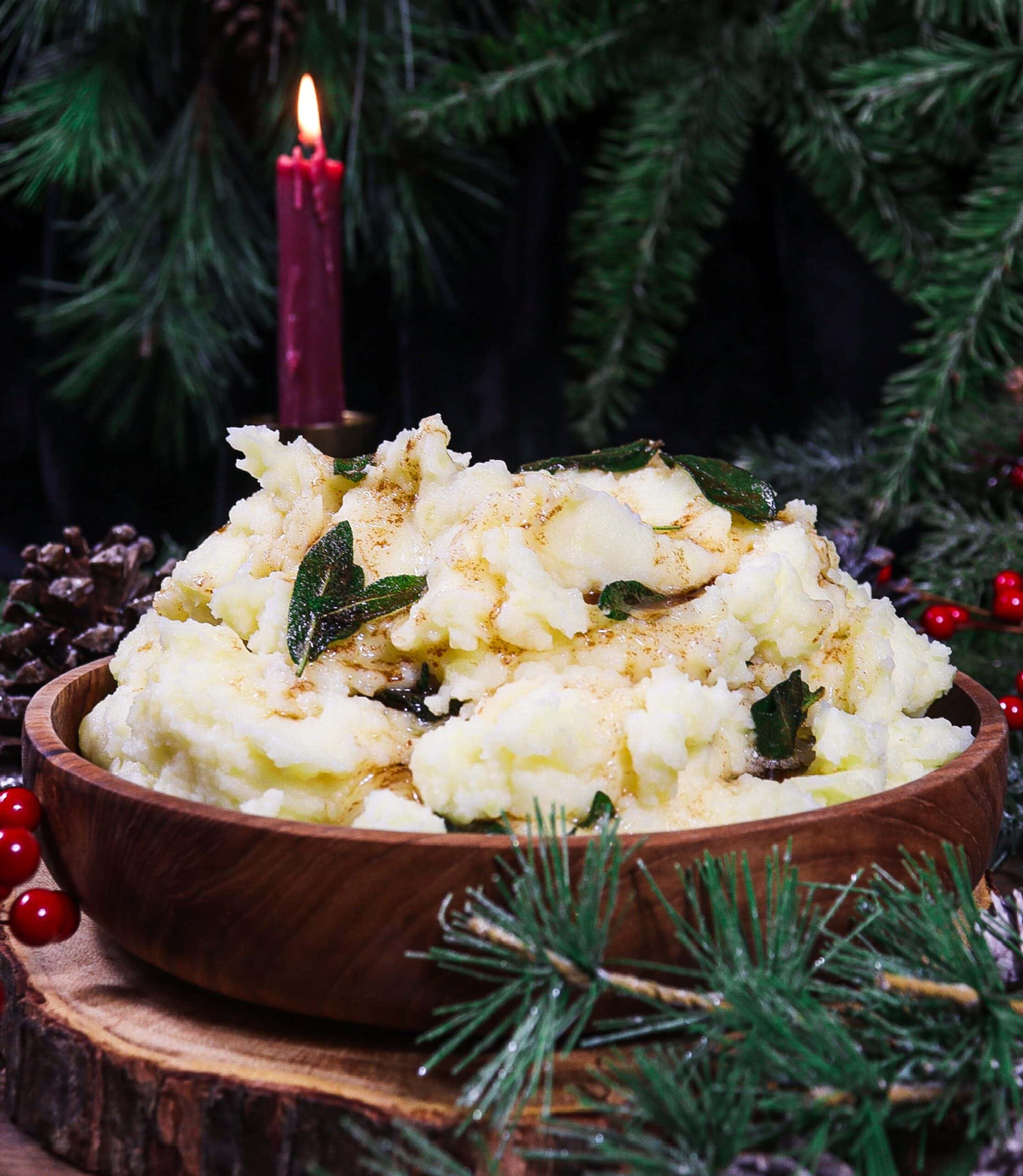 brown butter sage mashed potatoes, winter solstice dinner menu