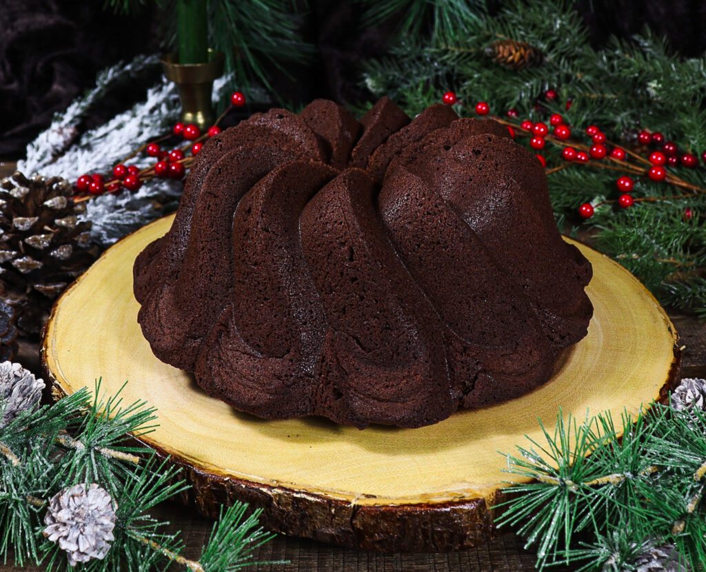 chocolate christmas bundt cake, winter solstice cake recipe