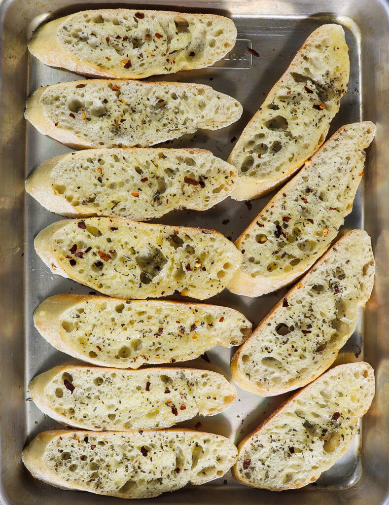 garlic crostini, winter solstice feast menu